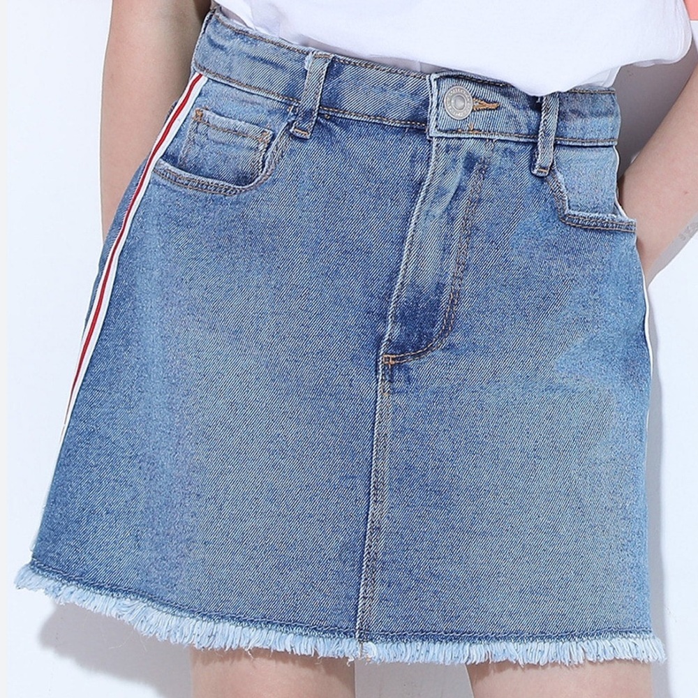 Topshop Moto Red White Blue & Sparkle Glitter Size Strip Skirt Size 8